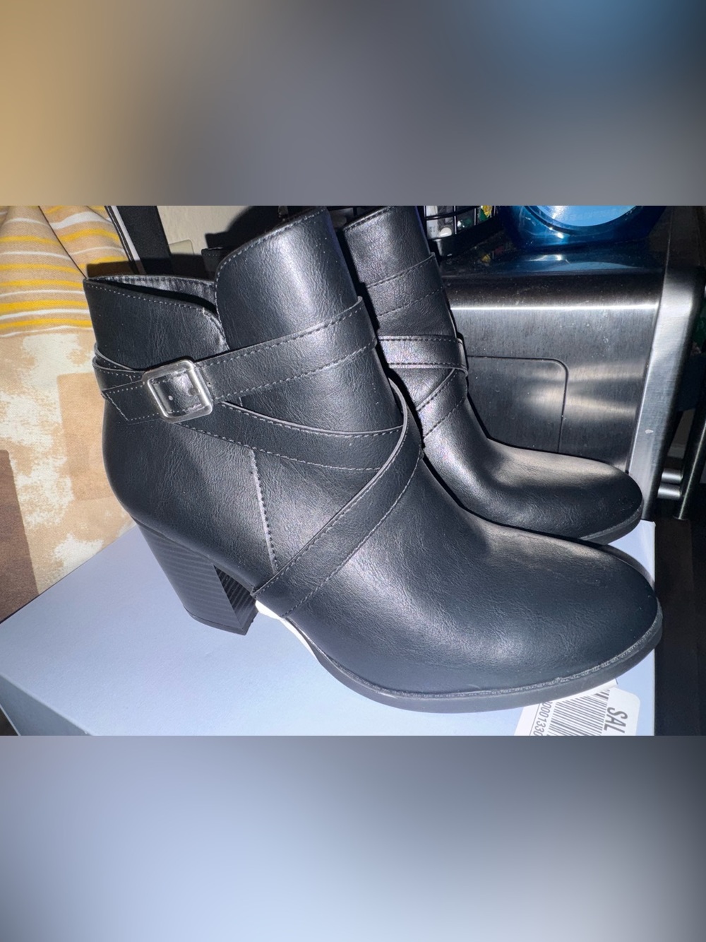 Style&Co. Zetaa Women’s Black Synthetic Ankle Bootie Buckle Round Toe 8.5M